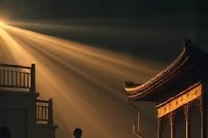 《浮岛日记》剧照，水面上的小岛与木屋