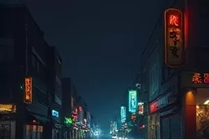 《灯火通明的夜》剧照，深夜仍亮着灯的成排窗口